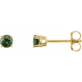 14K Yellow 3 mm Natural Green Sapphire Earrings